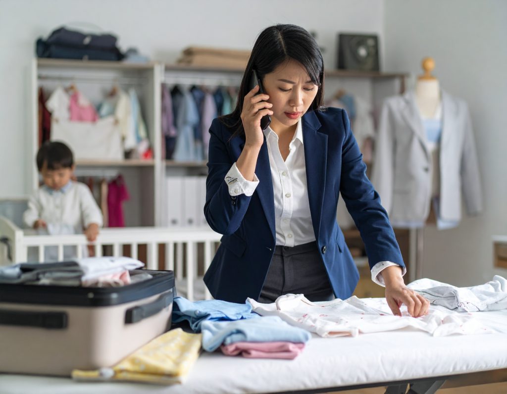 育児と仕事に追われる女性