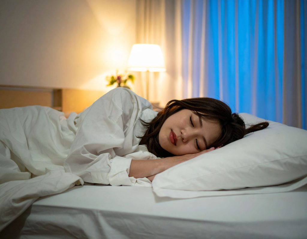 睡眠を取る女性の画像